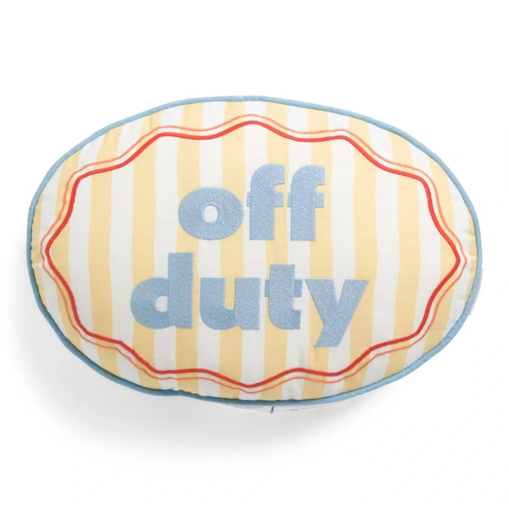 Round 'Off Duty' Striped Accent Pillow in Yellow, Blue & Red